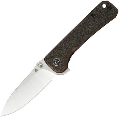 QSP Knives Hawk Linerlock Copper Handle ,sandvik 14C28N, 2 tone satin finish