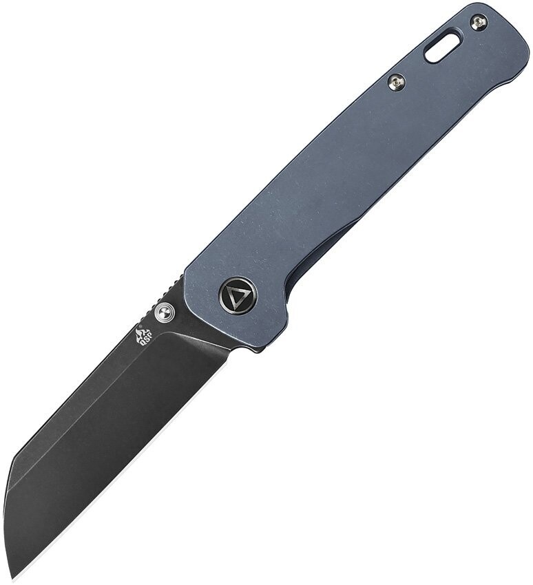 QSP Knives Penguin Linerlock Ti Blue Pocket Knife, 154CM stainless blade.