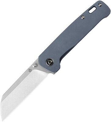 QSP Knives Penguin Linerlock Ti Blue Knife, stonewash finish 154CM stainless blade