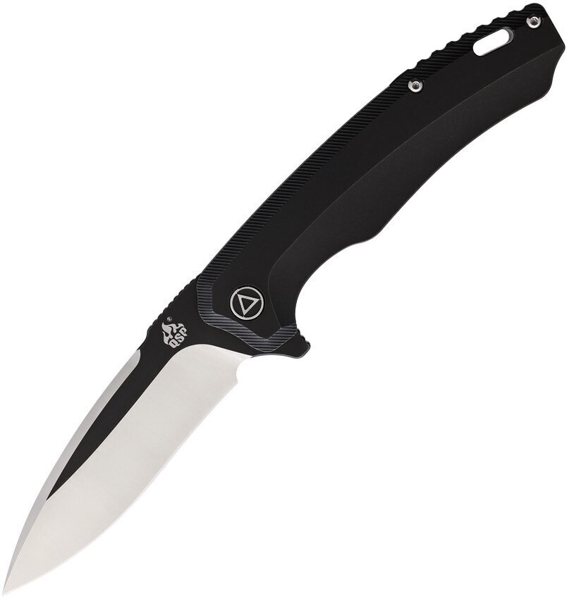 QSP Knives Woodpecker Framelock Black Knife ,Bohler M390 stainless blade, titanium handle. QS116D