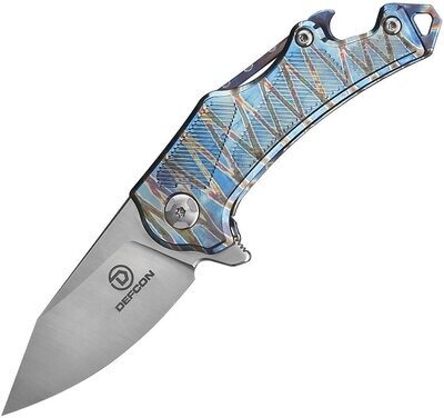 Defcon Knives Rhino Satin M390 Steel Blade ,Flame anodized titanium handle and bottle opener