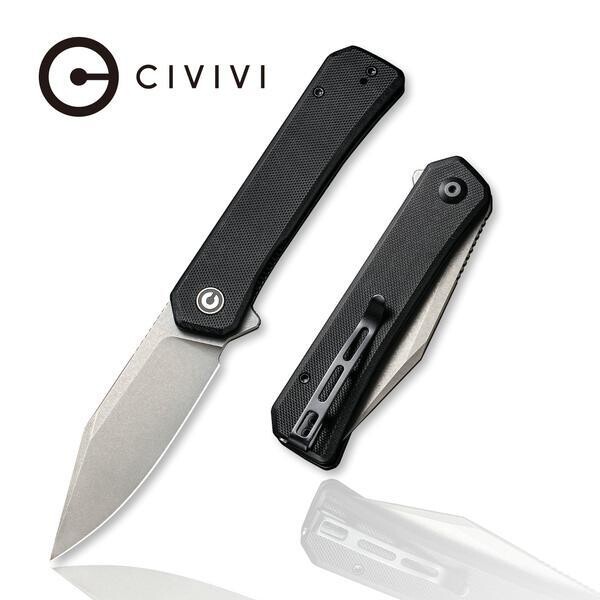Civivi Knives Relic Flipper knife , Black G-10 Handle , Nitro-V blade with Gray Stonewashed finish.