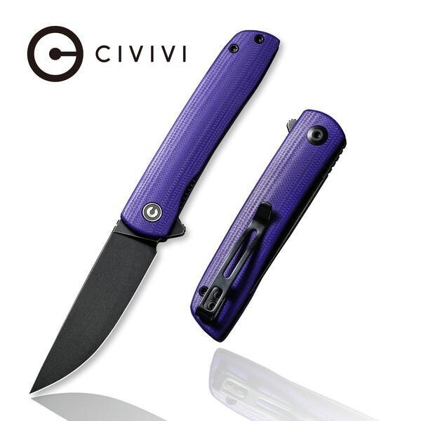 CIVIVI Bo Flipper Knife Purple G10 Handle, Nitro-V black stonewashed blade.