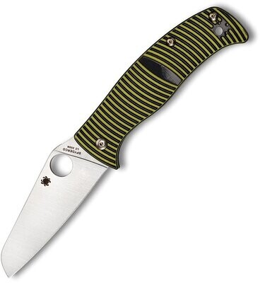Spyderco Caribbean Compression Lock LC 200 N tool steel with sheepsfoot blade, yellow grooved G10 handle. FREE SHIPPING, Limited Time.