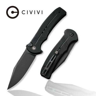 Civivi Knives by WE Knives Cogent Button Lock Black Flipper Knife with G10 Handle , 14C28N Sandvik blade