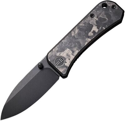 **We Knife Co Ltd** Banta Pocket Knife S35VN Black Stonewashed blade, marbled carbon fiber handle.