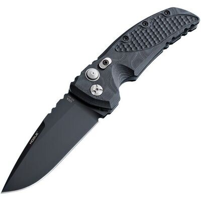 Hogue KnivewsEX-A01 Automatic Folder: 3.5" Drop Point Blade - Black Cerakote Finish, G-Mascus Black G10 Frame PAY NO TAXES