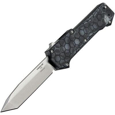 Houge Knives Compound OTF Automatic: 3.5" Tanto Blade - Tumbled Finish, G-Mascus Black G10 Frame PAY NO TAXES