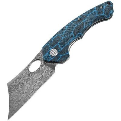 Skirmish Linerlock Damascus by Bestech Knives Black and blue G10 handle. NO SALES TAX ON THIS ITEM SAVE LOTS $$$$$