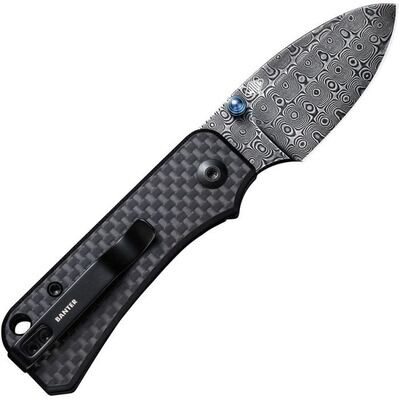 Baby Banter Linerlock Carbon Fiber Handle Damascus Blade. PAY NO SALES TAX ON THIS ITEM,
