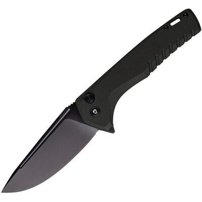 Tekto Knives F3 Charlie Button Lock Black/Black ,Titanium-Coated D2 Steel Blade. PAY NO SALES TAX ON THIS ITEM, ALSO FREE SHIPPING.TKTF3GBKBK1