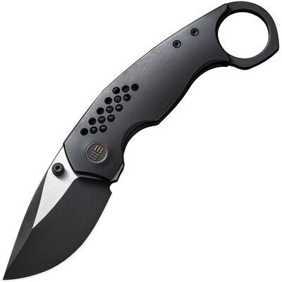 WE Knives Co. Envisage Framelock Black Stonewash Satin Finish CPM-20CV Stainless drop point blade. FREE SHIPPING AND NO SALES TAX ON THIS ITEM.
