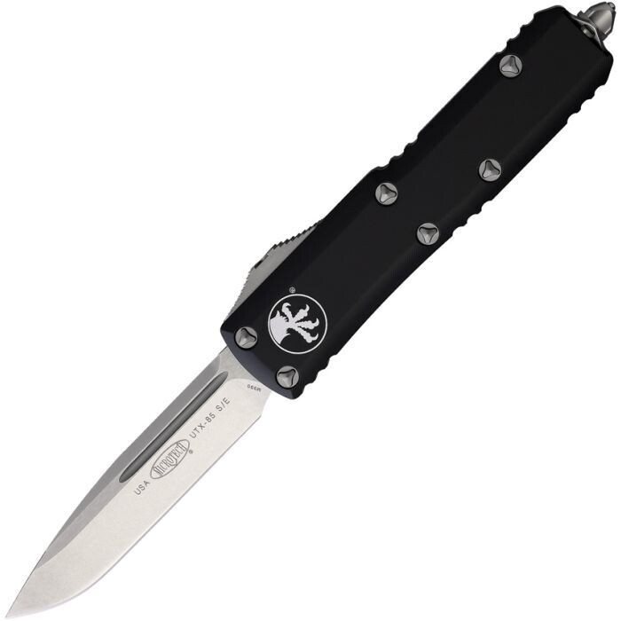 Microtech Knives OTF Knife Ultratech UTX-85 Black Handle . FREE SHIPPING, NO SALES TAX.