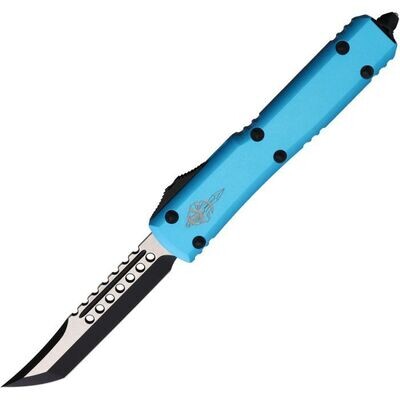 *Microtech Knives* Auto Ultratech Hellhound OTF Knife Turquoise Aluminum Handle FREE SHIPPING , NO SALES TAX.