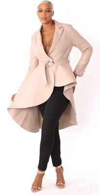 Tally Taylor Nude Hi Low Jacket With Belt Size XL-2X