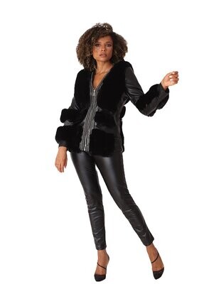 Tally Taylor Black Long Sleeve Fur Jacket Size Small-2XL