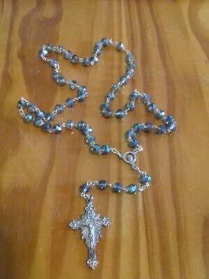 Gray/Green Crystal Bead Rosary