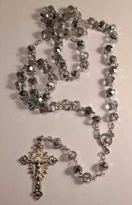 Clear/Gray Crystal Bead Rosary