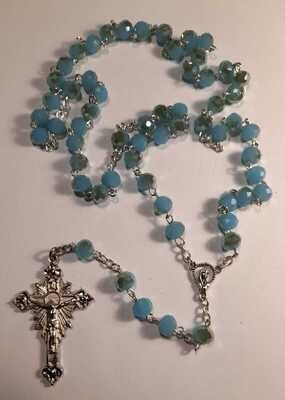 Two-tone Baby Blue Crystal Bead Rosary