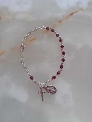 Plum Crystal Rosary Bracelet