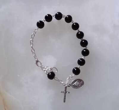 Black Bead Rosary Bracelet