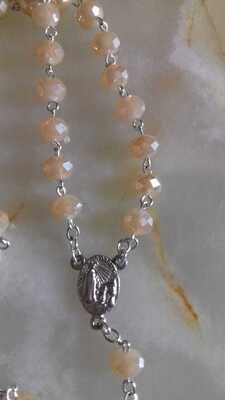 Beige Crystal Bead Rosary