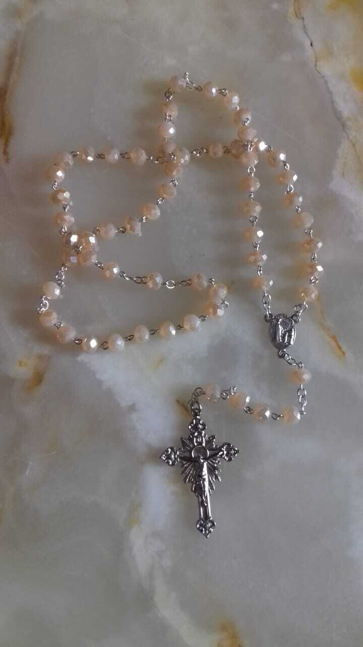 Beige Crystal Bead Rosary