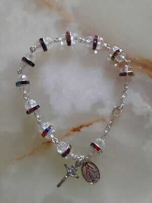 Rhinestone Coronet Rosary Bracelet