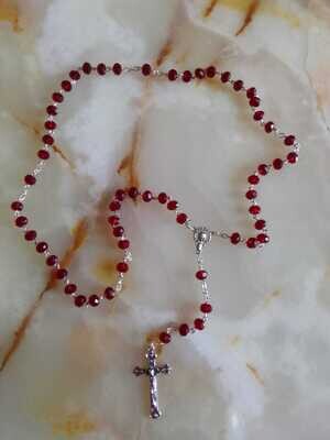 Red Crystal Bead Rosary