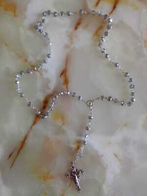 Clear/Grey Crystal Bead Rosary