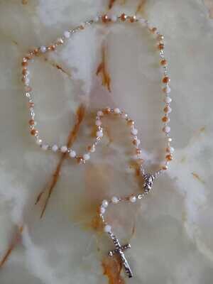Copper/White Crystal Bead Rosary