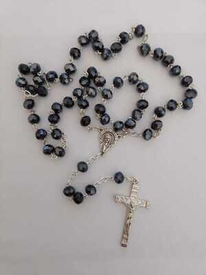 Black Crystal Bead Rosary