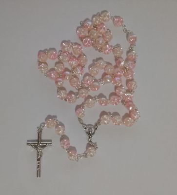 Pink Rose Bead Rosary