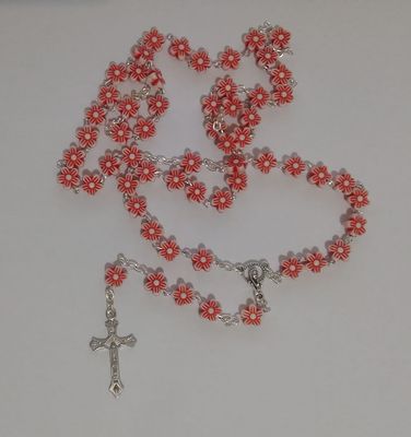 Red Daisy Bead Rosary