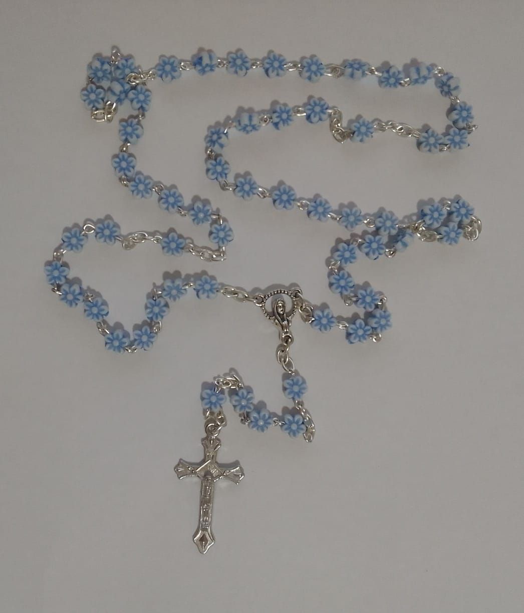 Blue Daisy Bead Rosary
