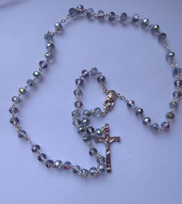 Grey & Purple Crystal Bead Rosary