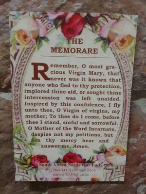 The Memorare - Prayer Card