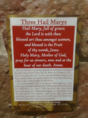 Three Hail Marys Prayer Card