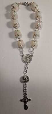 White St Benedict Car Rosary
