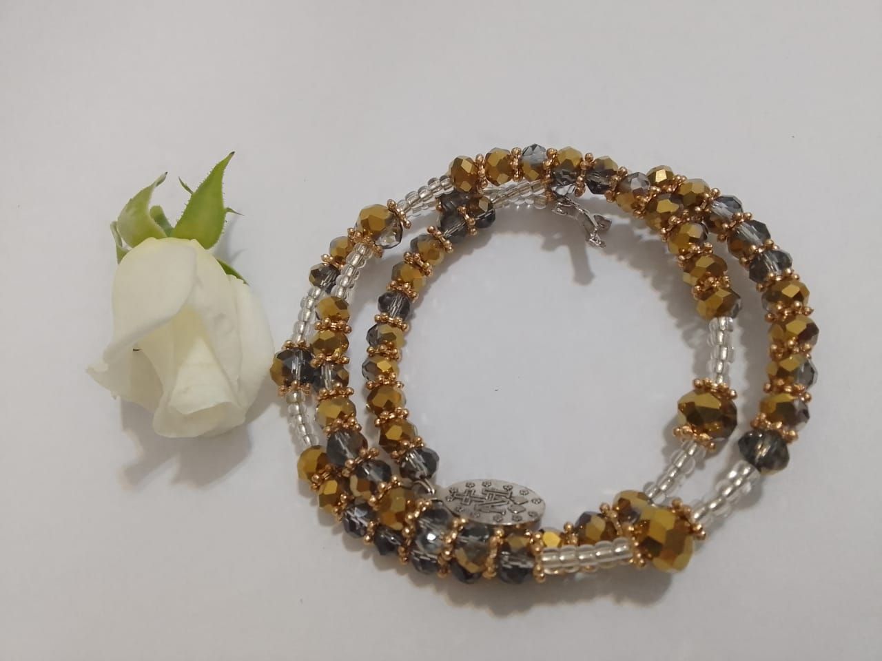 Double Row Crystal Rosary Bracelet- assorted Double Row Crystal Rosary Bracelet- assorted