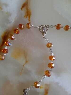 Amber Crystal Bead Rosary