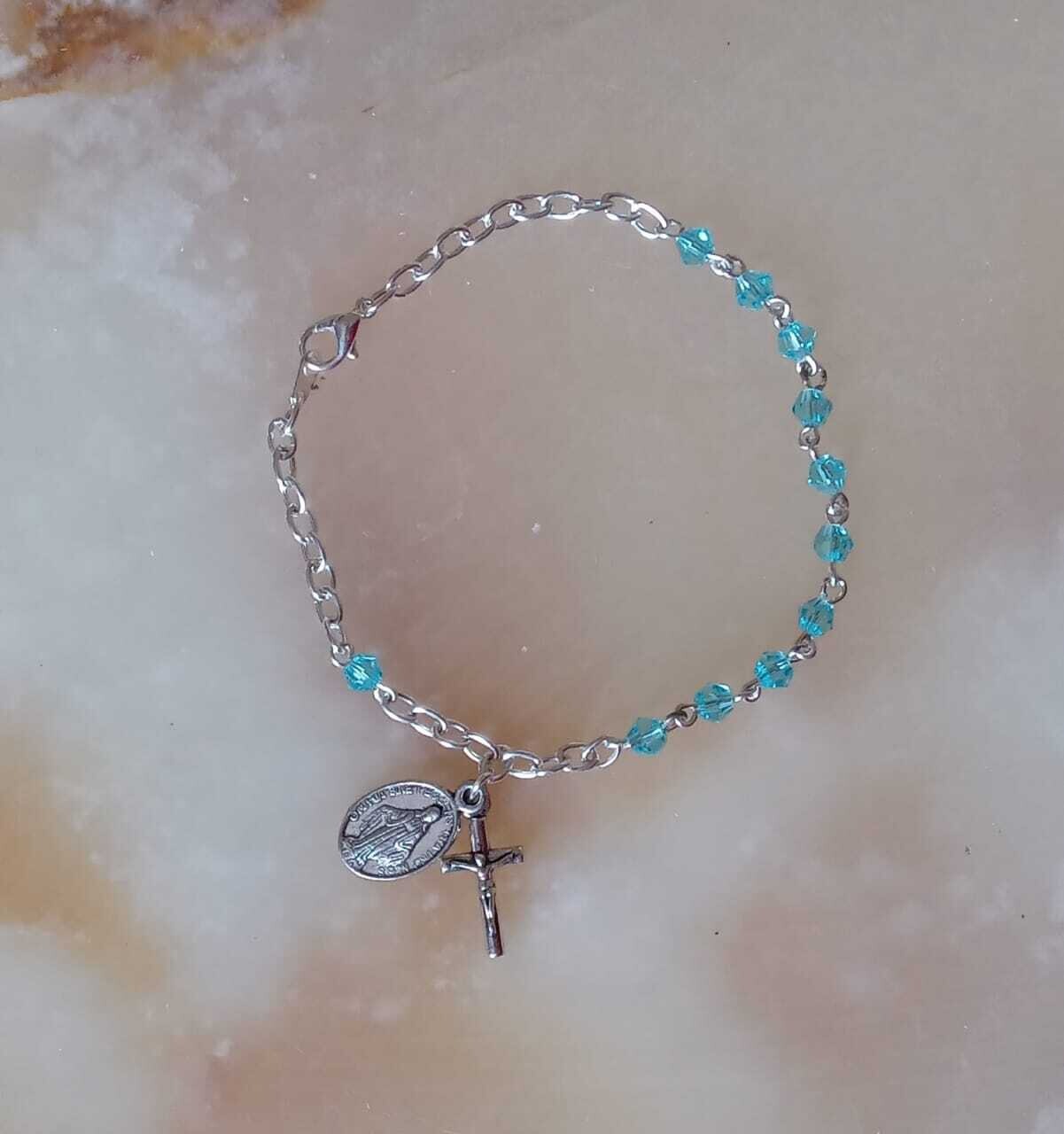 Turquoise Crystal Rosary Bracelet