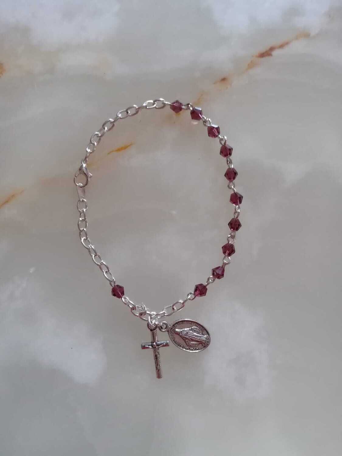 Plum Crystal Rosary Bracelet