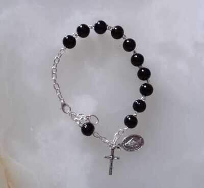 Black Bead Rosary Bracelet Black Bead Rosary Bracelet