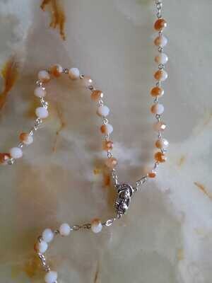 Copper/White Crystal Bead Rosary