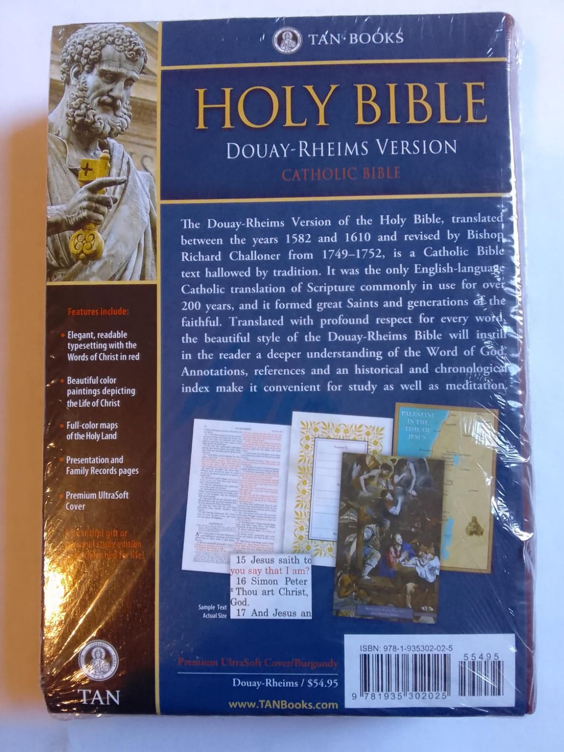 Holy Bibles Douay Rheims Version : Standard Size Leather-Soft Burgundy