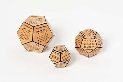 Wood Dodecahedron Calendar large 135mm