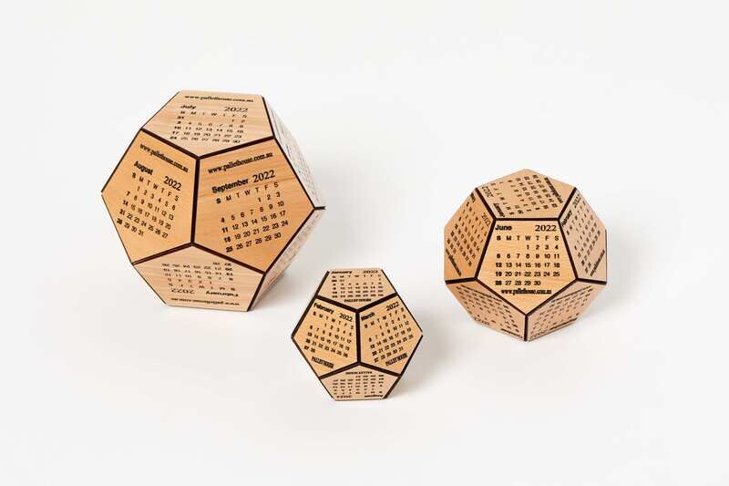 Wood Dodecahedron Calendar small 80mm