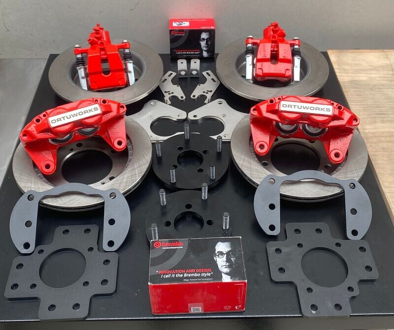 Kit conversión pinzas 4 pistones + discos Ventilados + Kit Discos Traseros Suzuki Samurai