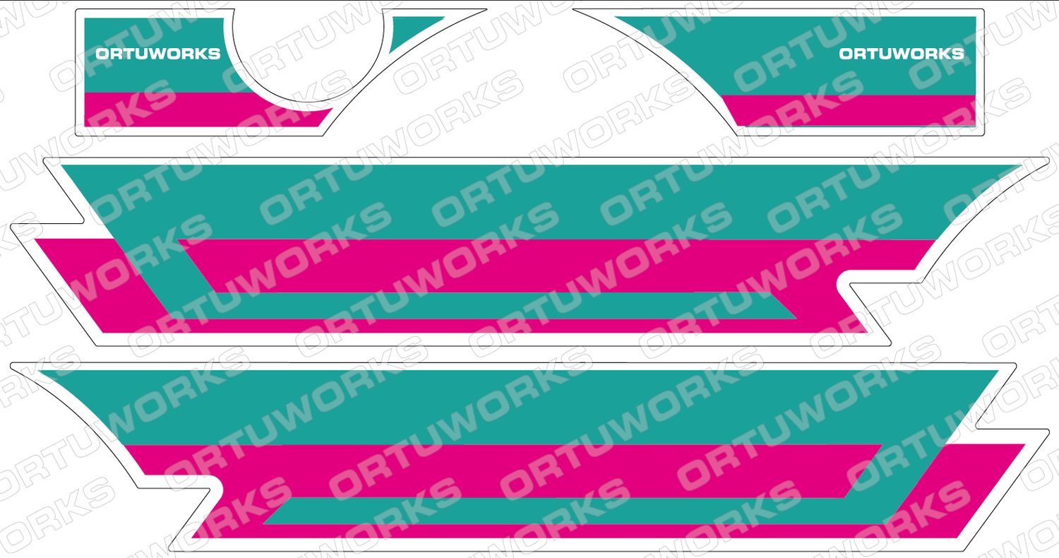 Pegatinas Laterales OrtuWorks Suzuki TURQUESA y ROSA (600)